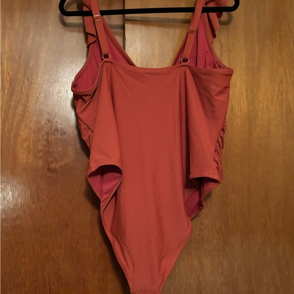 Charming Ruffled One Piece Swimsuit - Rust - Picture 4 of 4